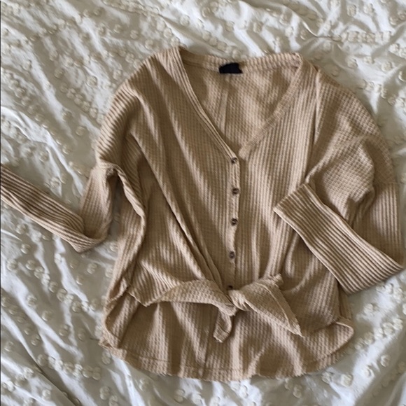 Out From Under Oversized Thermal Button-Front Top - Picture 4 of 5